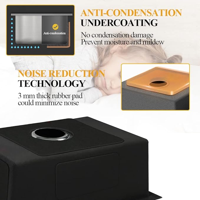 Black Kitchen Sink, Undermount Stainless Steel Bar Sink 30x18x9 Inch Drop In Single Bowl Kitchen Sink With Accessories-Sink Grid,Silicon Faucet Mat,Drain Assembly Set For Modern Kitchen Sink