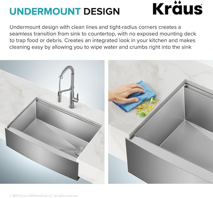 Kraus Kore 30-Inch Farmhouse Workstation with In Sink Dish Drying Rack, Stainless Steel Kitchen Sink, KWF410-30