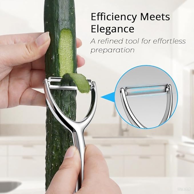 Vegetable & Fruit Y Peeler, 18/8 Stainless Steel Potato Peeler, Carrot Apple Cucumber Peeler, Ultra Sharp Serrated Blade, Comfort Ergonomic Handle, Rust-Resistant, Dishwasher Safe