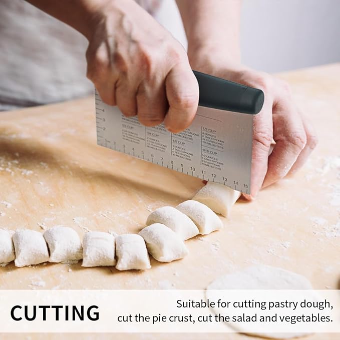 Stainless Steel Dough Bench Scraper & Chopper, Pastry Cutter for Kitchen (1 Pack, Black)