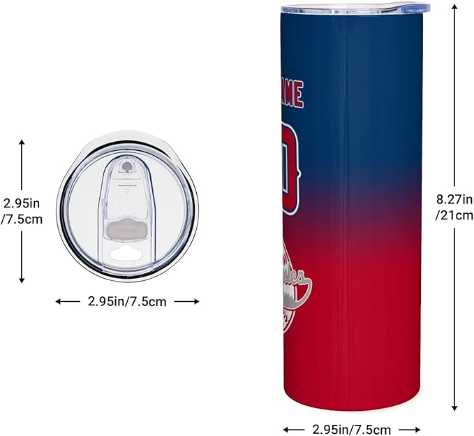 Custom Tumbler Stainless Steel Cup Personalized Baseball Vacuum Insulation Travel Mug Add Your Name Number Fans Gift for Baseball Fans