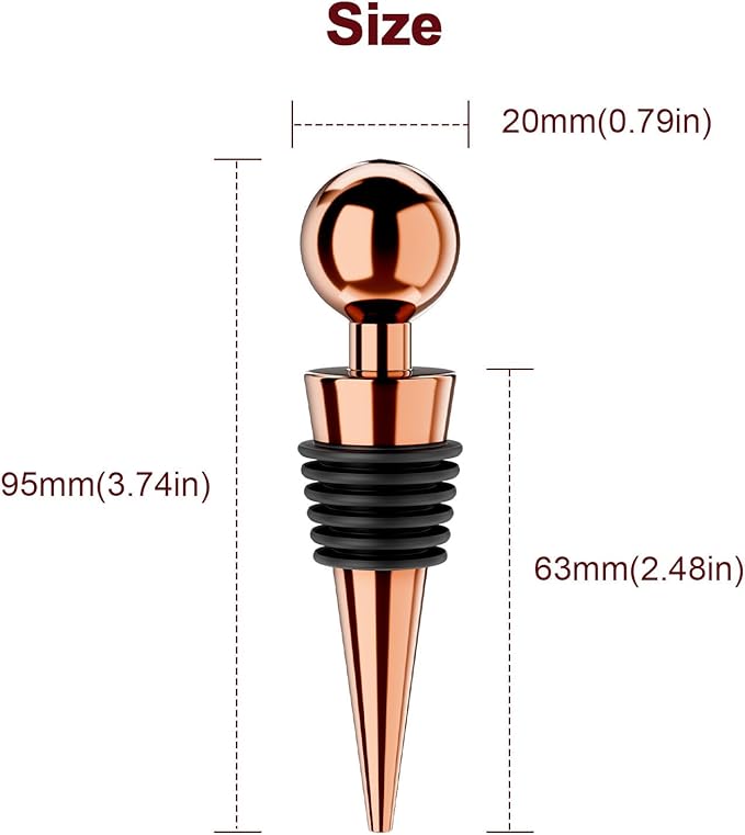 Wine Stoppers for Wine Bottles 3Pcs Vacuum Wine Bottle Stopper with Silicone Reusable Wine Corks, Leak proof Keep Fresh Suitable for Standard (Goldrose, 3 Pack)