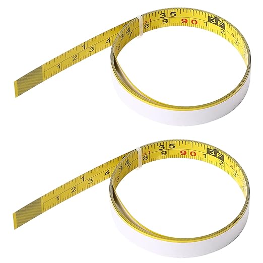 39 Inch Measure Tape with Adhesive Backing, 2 Pack Left to Right Metal Measuring Tape Sticky Measure Tape Double Scale Sticky Tape Measure Workbench Ruler for Woodworking,Saw,Drafting Table (Yellow)