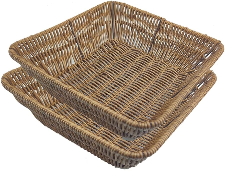 Fruit Baskets Wicker Bread Basket, Woven Tabletop Food Fruit Vegetables Serving, Restaurant Serving Basket,Shape (Square)