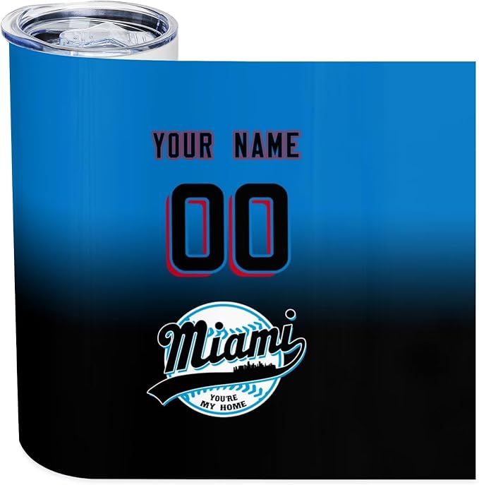 Custom Tumbler Stainless Steel Cup Personalized Baseball Vacuum Insulation Travel Mug Add Your Name Number Fans Gift for Baseball Fans