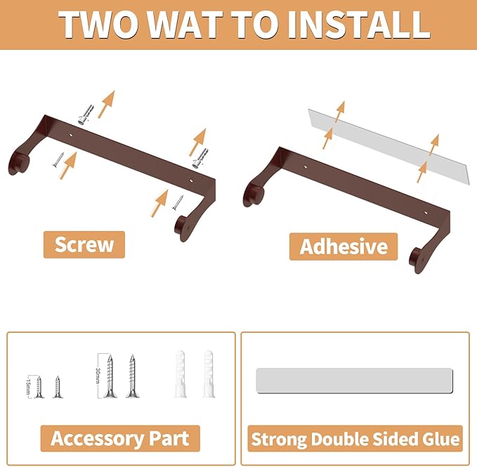 Oil Rubbed Bronze Paper Towel Holder Under Cabinet, Oil Rubbed Bronze Kitchen Accessories Decor, Wall Mount Paper Towel Holder for Bathroom, Stainless Steel, Adhesive or Screws