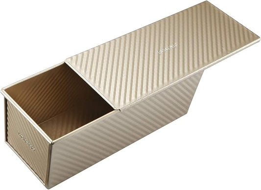 Monfish Large Loaf Pan w Lid Pullman Bread Pan 2.2lb dough Aluminized Steel Commercial Grade Non Stick Loaf Baking Pan