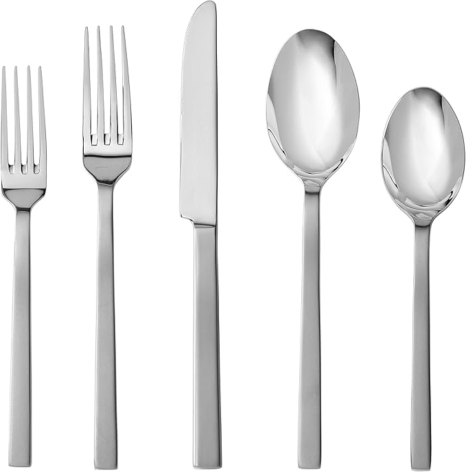 Fortessa Viggo Stainless Steel Flatware, Satin Stainless Steel, 20 Piece Place Setting, Service for 4
