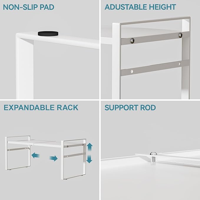 Expandable Cabinet Shelf Organizer Riser for Kitchen Pantry Cupboard Under Sink Countertop Home Storage Organization Rack Space Saver