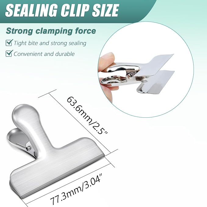 Bag Clips, 10 Pack Stainless Steel Chip Clips for Food, Food Clips Heavy Duty Clamp Clips Kitchen Clips Snack Clips for Office Kitchen Home
