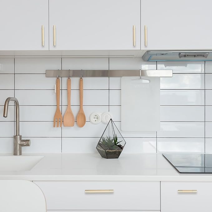 10 Pack 5 inch(128mm) Brushed Brass Kitchen Cabinet Handles Knurled Cabinet Pulls Gold Drawer Pulls Kitchen Hardware