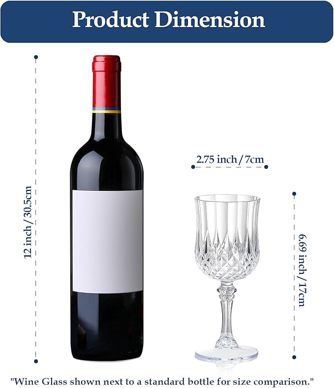 XUWAIDSGN 48 Pcs 7oz Plastic Vintage Wine Glasses Drinking Glasses Unbreakable Wedding Glassware Crystal Water Goblets Reusable Drinkware Vintage Champagne Flutes (48, Clear)