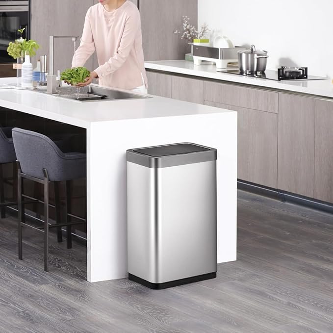 EKO 80 Liter Motion Sensor Trash Can Starter Set - Includes Mirage-X 80 Liter Automatic Touchless Trash Can Plus 60-Count of 21 Gallon Extra-Strong Drawstring Trash Bags