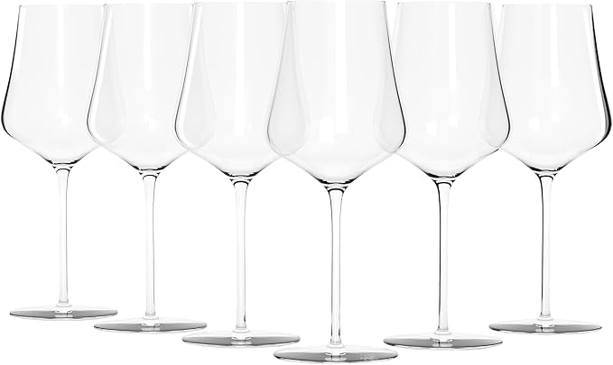 Gabriel-Glas Crystal Wine Glasses, Set of 6 with Gift Box - Premium, Universal Wine Glass for Red and White Wine - Dishwasher Safe, Lead-Free, 16 oz