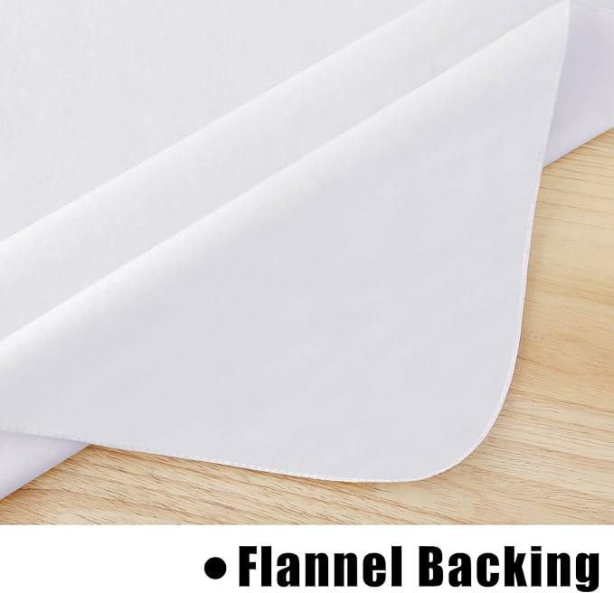 homing Rectangle Vinyl Tablecloth, Waterproof Spillproof Plastic Flannel Backed Table Cloth, Wipe Clean Table Cover for Dining, Buffet Parties and Camping (White, 60" x 102")