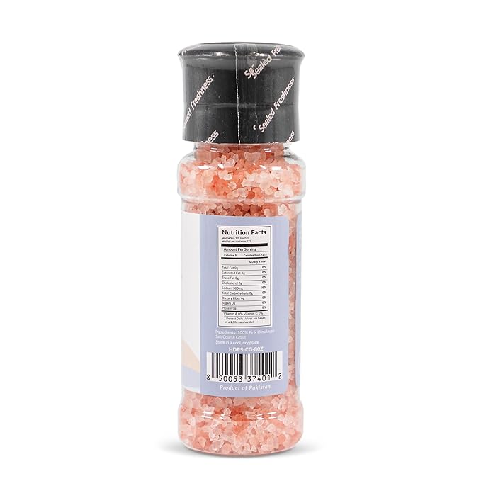 Himalayan Secrets Pink Salt Coarse Grinder - Natural Gourmet Cooking Salt, Kosher Certified, Unrefined, Mineral Rich, Bold Flavor, No Additives, Refillable Container with Ceramic Mill (8 oz)
