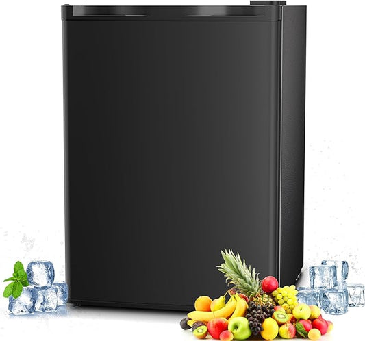 Antarctic Star Mini Compact Refrigerator with Freezer, 2.6 Cu.Ft. Single Door Adjustable Removable Shelves for Apartment/Dorm/Office,BLACK