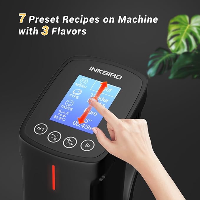 INKBIRD WIFI Sous Vide Cooker ISV-100W, 1000 Watts Sous Vide Machine Immersion Circulator with 14 Preset Recipes on APP & Calibration Function, Thermal Immersion, Fast-Heating with Timer