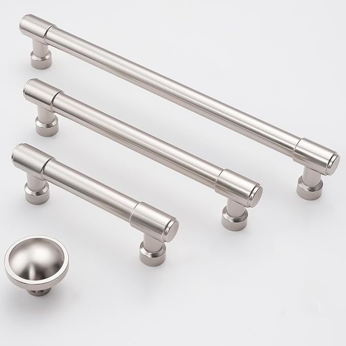 10 Pack Brushed Satin Nickel Cabinet Pulls 10Inch(254mm) Hole Centers Kitchen Cabinet Handles Silver Drawer Pulls