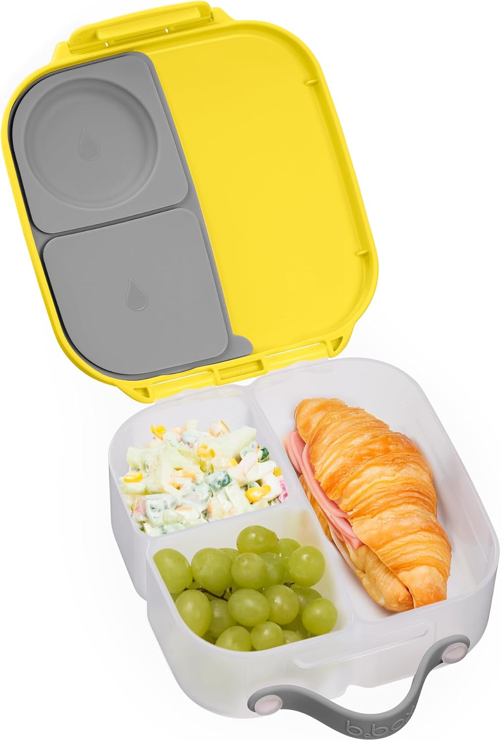 b.box Mini Lunch Box, Bento Box for Kids, Snack Container with 2 Leak Proof Compartments, Reusable Snack Containers with Lids, Kids Lunch Boxes Ages 3+, BPA Free, 4 1/4 Cup Capacity (Lemon Sherbet)