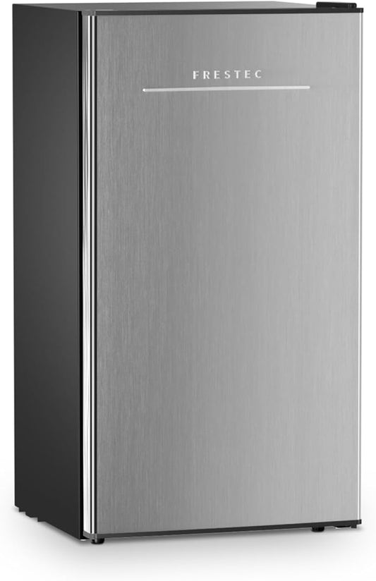 Frestec 3.2 Cu. Ft. Mini Fridge with Freezer Small Refrigerator, for Bedroom, Single Door, Energy Saving, Low Noise,for Office (Grey)