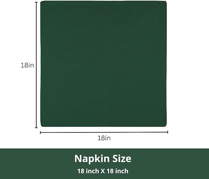 PurpleEssences Set of 6 Cloth Dinner Napkins 100% Cotton 18x18 Inch - Soft Durable Washable - Ideal for Farmhouse Party Christmas Holiday Winter - Perfect Everyday Use Table Linen - Forest Green