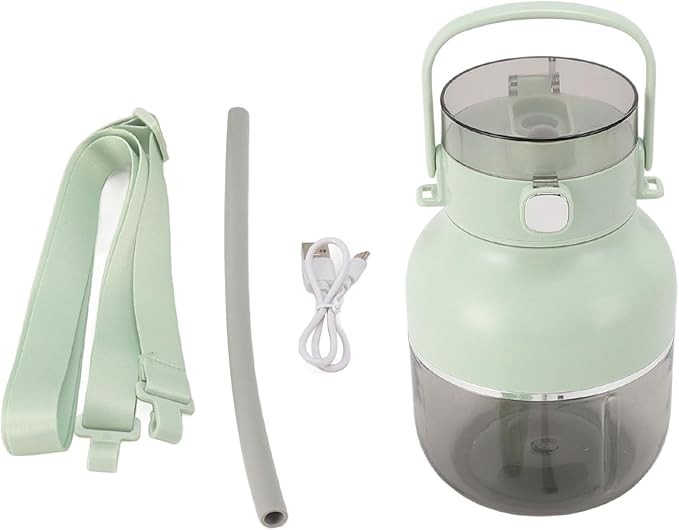 Portable Blender Cup Electric Juicer Cordless 500ML USB Rechargeable Mini Blender Cup with Straw (Green)