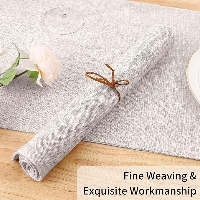 Homaxy Cloths Placemats for Dining Table Set of 12, Heat Resistant Washable Cotton Linen Blend Table Mats, Easy to Clean Place Mats for Indoor Outdoor Party Kitchen Decoration, 13" x 19", Beige