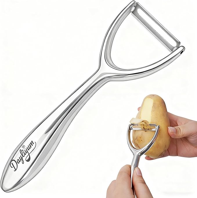 Vegetable & Fruit Y Peeler, 18/8 Stainless Steel Potato Peeler, Carrot Apple Cucumber Peeler, Ultra Sharp Serrated Blade, Comfort Ergonomic Handle, Rust-Resistant, Dishwasher Safe
