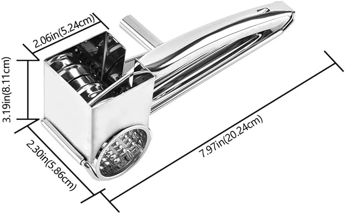 Cheese Grater, Stainless Steel Rotary Cheese Graters Shredder Handheld, Kitchen Grater for Cheese Ginger Vegetables