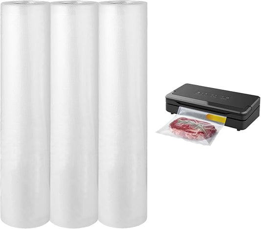 3 Rolls Vacuum Sealer Bags Compatible with Anova & Foodsaver Vacuum Sealer, Commercial Grade Vacuum Sealer Bags (11 in x 16.4 ft) BPA Free Food Vac Bags for Food Storage, Sous Vide