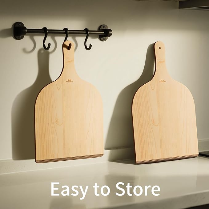 G.a HOMEFAVOR 2 Pack Wooden Pizza Peel - Pizza Paddle Spatula 12 inch with Wood Handle, Oven Accessory for Pizza Making, Large Cutting Board for Transferring Pizza