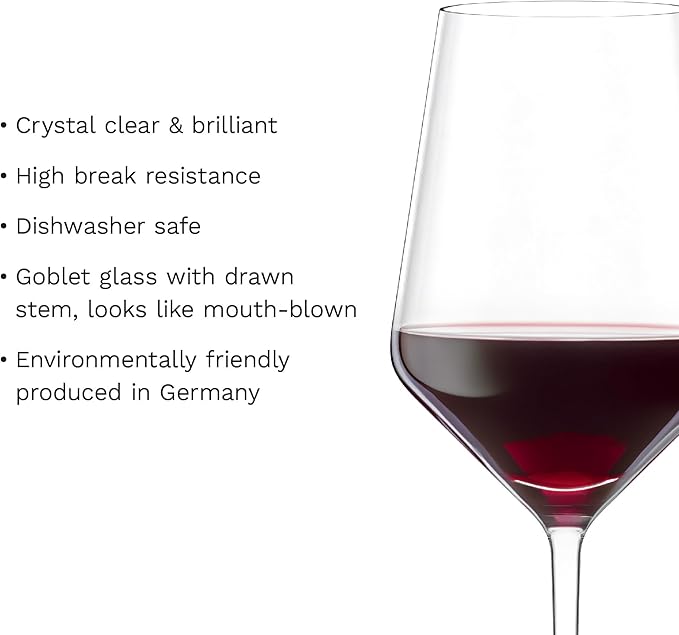 Stölzle Lausitz Bordeaux Glasses Revolution Set of 6, 22 oz – Wine Glasses for Bordeaux, Amarone & Syrah – Elegant Crystal Glass Red Wine Glasses – Dishwasher- and Shock-Resistant