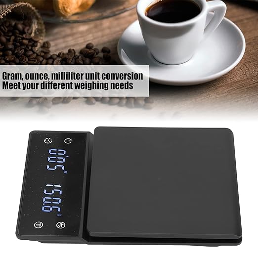 Coffee Scale with Timer, 0.1g Precision Digital Kitchen Scale with LED Touch Screen for Baking Cooking Grams Ounces Milliliters