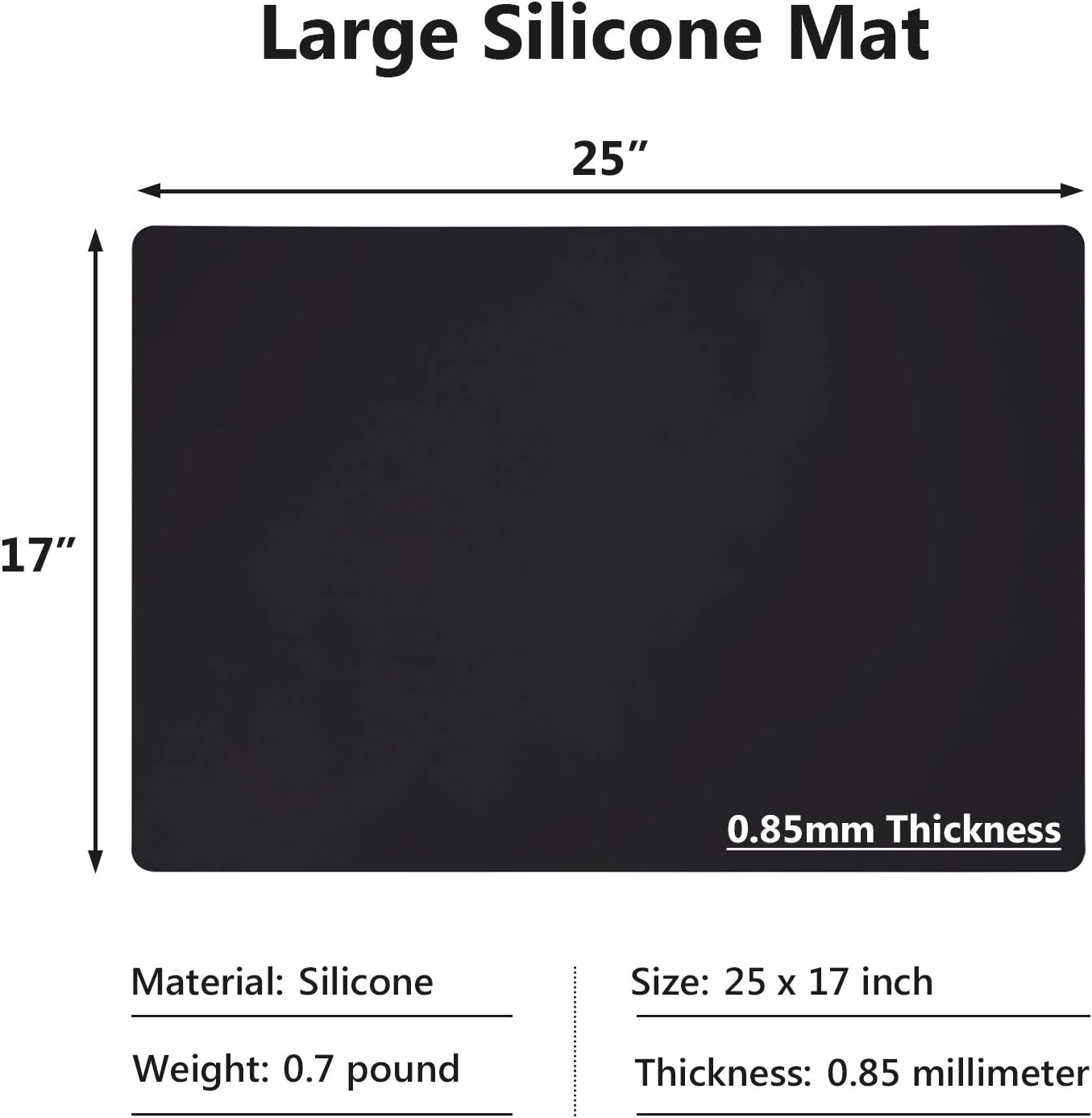 Gartful Silicone Mats for Kitchen Counter, Large Silicone Countertop Protector 25" by 17", Nonskid Heat Resistant Desk Saver Pad, Multipurpose Mat, Placemat, Black
