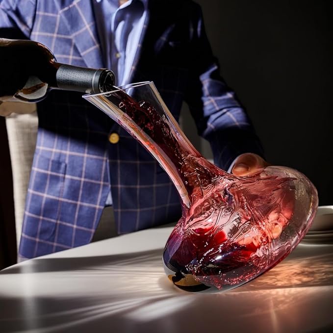 Wine Decanter 1500ml/52oz Elegant Red Wine Carafe Decanter, Hand Blown Lead-Free Crystal Glass Wine Carafe for White and red Wine, Bottle Gift and Wine Accessories
