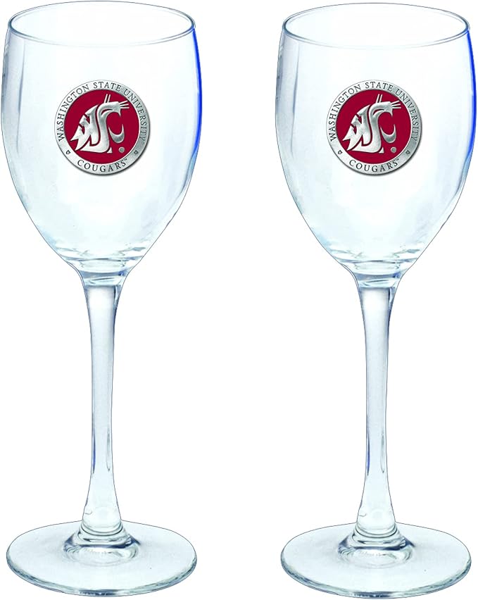 Heritage Pewter Washington State Cougars Glass Goblets – Set of 2 | 12 OZ Goblet Wine Glasses | Expertly Crafted Pewter Glass
