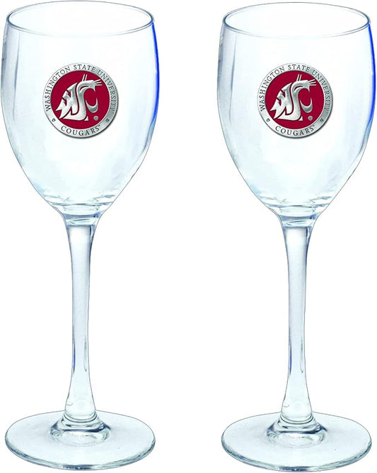 Heritage Pewter Washington State Cougars Glass Goblets – Set of 2 | 12 OZ Goblet Wine Glasses | Expertly Crafted Pewter Glass