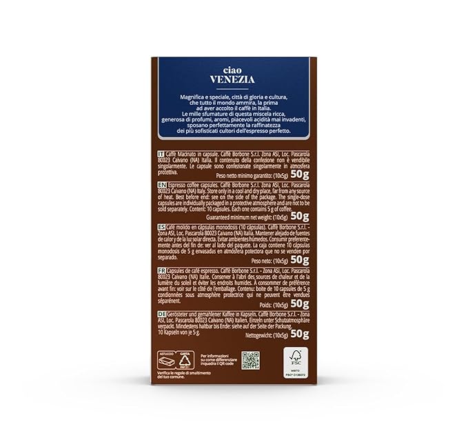 Caffe Borbone Aluminum Coffee Pods Compatible with Nespresso Original Machines, Ciao Venezia, Medium Roast, Full-Bodied and Sweet, Genuine Italian Coffee - 50 Count