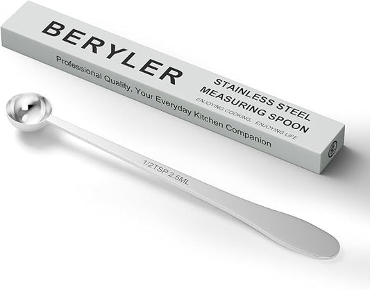 1PCS 1/2 Teaspoon(1/2tsp, 1/6tbsp, 2.5 ml) Single Measuring Spoon, Extra-long Handle Individual Measure Scoop, Stainless Steel Spoons Only