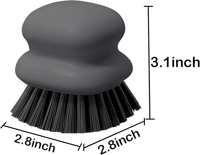 Dish Brush with Handle, Kitchen Scrub Brushes for Cleaning, Dish Scrubber with Nylon bristles for Sink, Pots, Pans(1Pack Grey Nylon bristles)