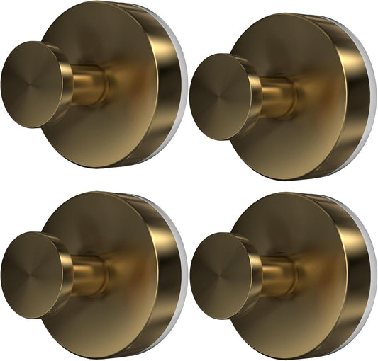 Suction Cup Hooks for Shower, 4 PCS No-Drill Towel Holder for Bathrooms Wall, Glass Door, Mirror, Tiles, Kitchen, Hold Robe & Wreath, Hanging up to 15 lbs – Waterproof & Rustproof, Loofah-Gold