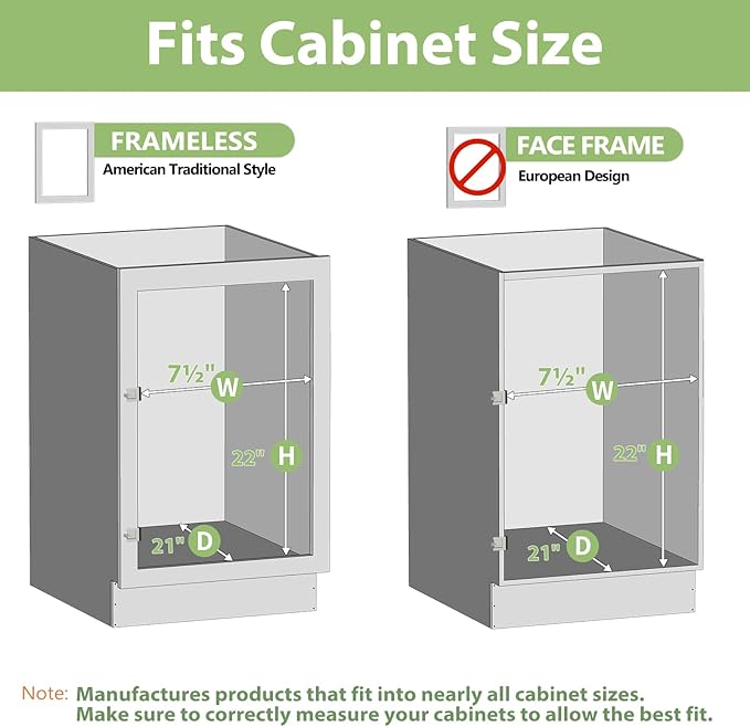 ROOMTEC 3-Tier Pull Out Cabinet Organizer Spice Rack for Narrow Cabinet 7" W x 20½" D, Slide Out Wood Shelves Storage for Kitchen
