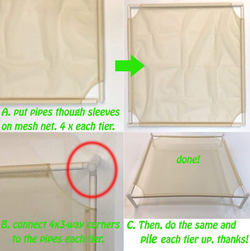 HORTIPOTS Herb Drying Rack 8 Layer Drying Net Dryer Stand Square 28 x 28 Inch to Dry Laundry Clothes or Cure Plants Like Herb Fruit Flowers