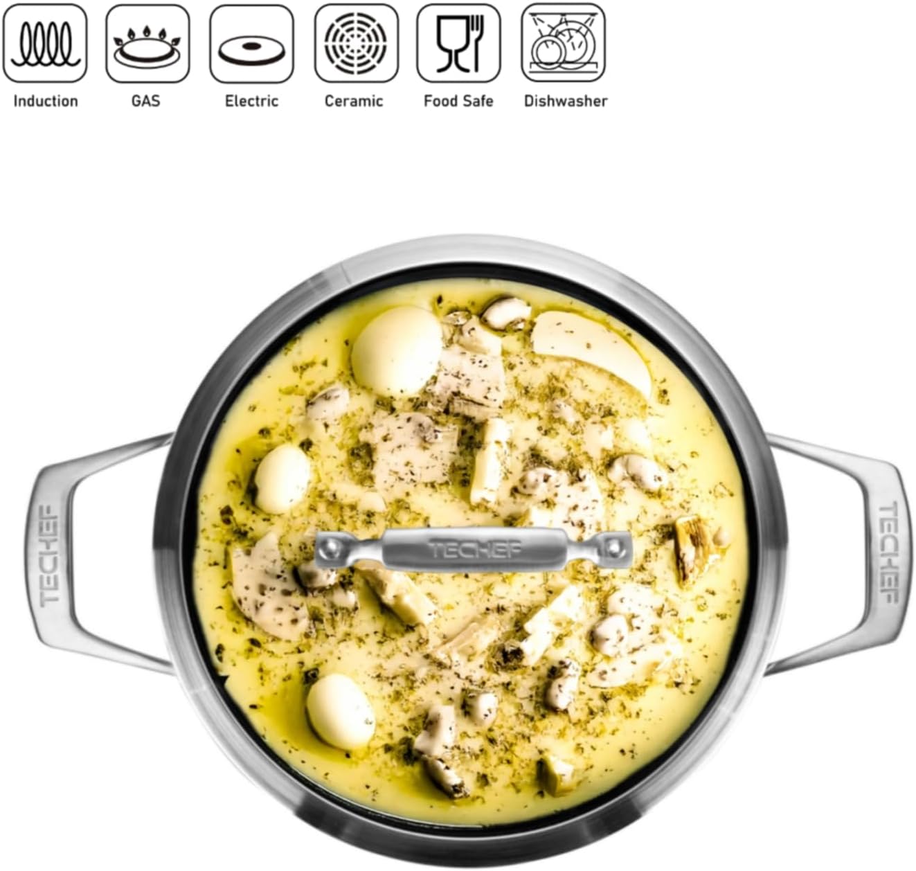 TECHEF - Onyx Collection - 2.8-quart Soup Pot with Glass Lid, coated with New Teflon Platinum Non-Stick Coating (PFOA Free)
