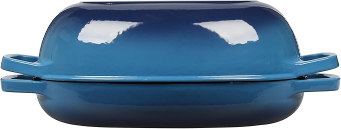 Enameled Cast Iron Oval Dutch Oven Pot with Lid, Dutch Oven for Sourdough Bread Baking, Oval Bread Pan, 5qt, Lake Blue