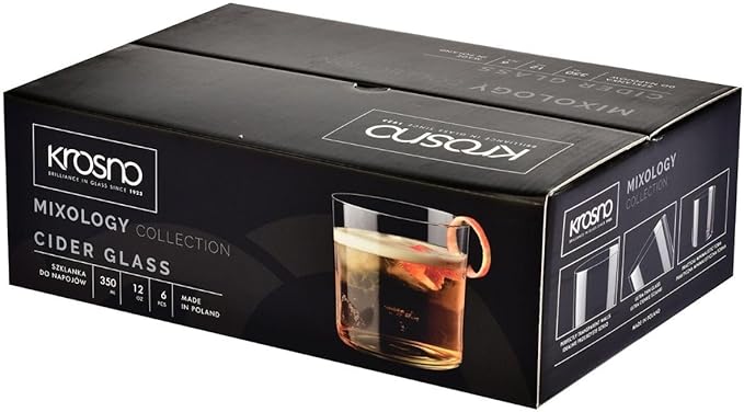Krosno Cider Water Juice Glasses, Set of 6, 12 fl oz, Mixology Collection, Lightweight Everyday Drinking Glasses, Multi-Purpose, Dishwasher Safe, Made in Europe