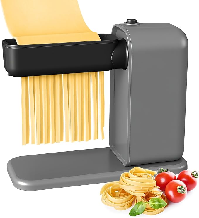 Electric Pasta Maker, 3-in-1 Pasta Maker Machine Includes Pasta Roller Spaghetti Cutter & Fettuccine Cutter with Cleaning Brush, Noodle Maker for Home Use, Gray