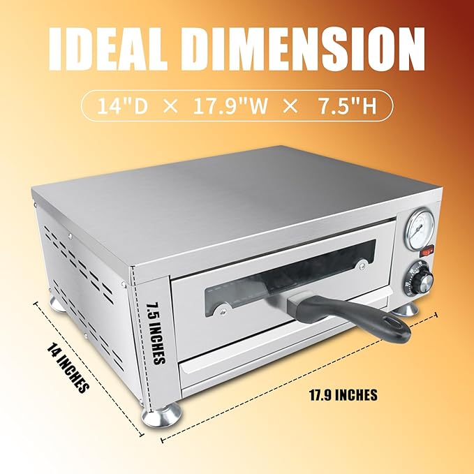 Generic YOOKTEN Indoor Pizza Oven,Electric Countertop Pizza Ovens,Portable Commercial Pizza Maker for Home with 60 Minutes Timer Stainless Steel Pizza Cooker,1100W, Large, Silver