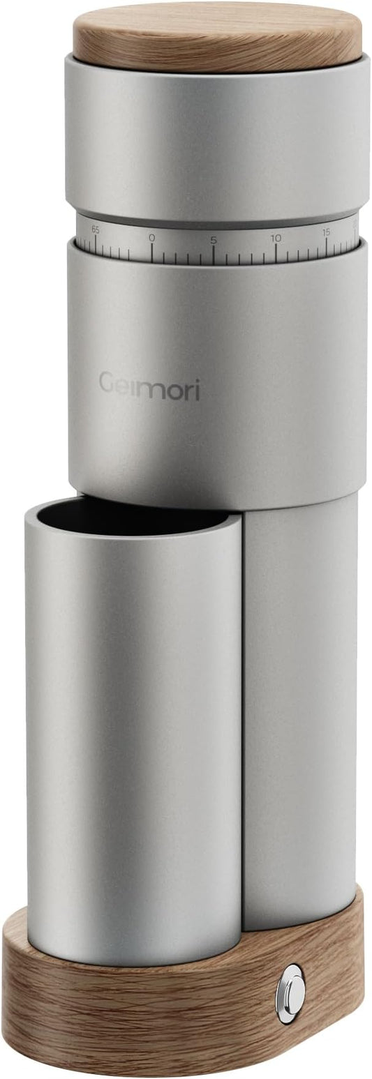 wirsh Burr Coffee Grinder, Portable Electric Coffee Grinder Geimori T38 Plus with 38mm 6-Core Conical Burr,Stepless Grind Settings from Fine to Coarse for Espresso,Drip,French Press,Home&Travel Use